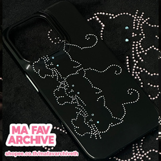 (pre-orderจากเกาหลี) mafavarchive - kitty cubic black glossy hard เคสมือถือเปิดหัวท้าย PC แข็ง เคลือบเงา