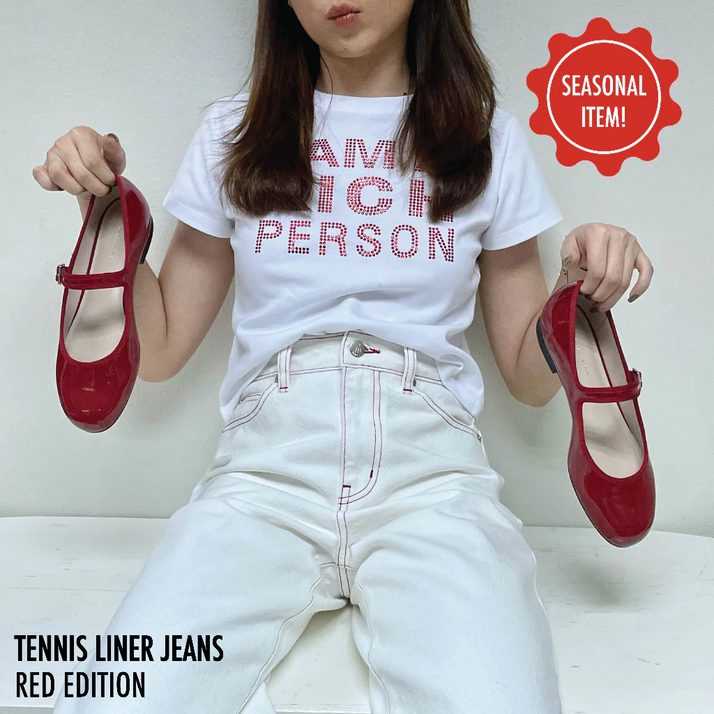 TGDA.CO - กางเกงยีนส์ Body girl รุ่น (RED EDITION) Tennis liner jeans (พร้อมส่ง)