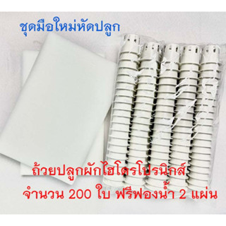 ถ้วยปลูกผักไฮโดรโปรนิกส์ (ชุด 200 ใบ ฟรีฟองน้ำ 2แผ่น) | ชุดถ้วยปลูกผักไฮโดรฯ ถ้วยปลูกผักสลัด พลาสติกหนา ทนทาน ใช้ซ้ำได้