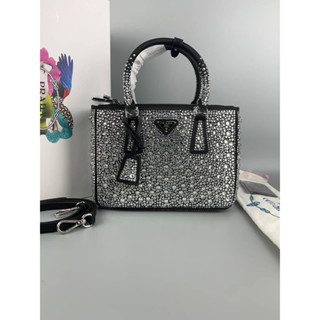 New Prada mini Galleria crystal-embellished tote bag(Ori)เทพ 📌size 24.5x16.5x11 cm 📌สินค้าจริงตามรูป งานสวยงาม