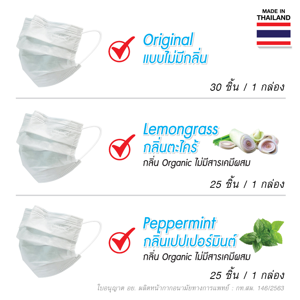 "จีวิว"44 หน้ากากอนามัย Aroma Mask PM2.5(100%)รุ่นพิเศษ(ดูดซับน้ำลาย)25-30 ชิ้น(S7) สีขาวกลิ่นอโรมาธรรมชาติและ Organic