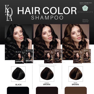 มาKOTA HAIR COLOR SHAMPOO แชมพูปิดหงอก แชมพูย้อมสีผม สูตรธรรมชาติ ผมไม่แห้งเสีย( 1 กล่องมี 10 ซอง )