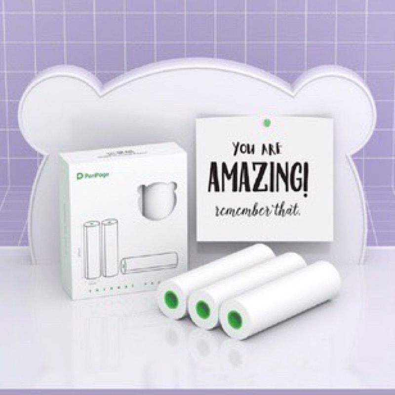 [ชุด 12 ม้วน] กระดาษความร้อนธรรมดา แบรนด์แท้ สำหรับ Peripage A9 max ,Paperang C1/ขนาด 107*30 mm.
