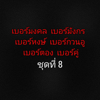 เบอร์มงคล เบอร์มังกร เบอร์หงษ์ เบอร์ตอง เบอร์คู่ เบอร์กวนอู ชุดที่ 8