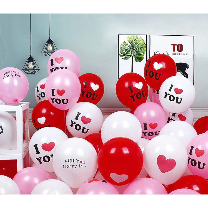 ลูกโป่งหัวใจ❤️ 12นิ้ว ลูกโป่งบอกรัก❤️ วาเลนไทน์ (ไม่มีก้านลูกโป่ง)