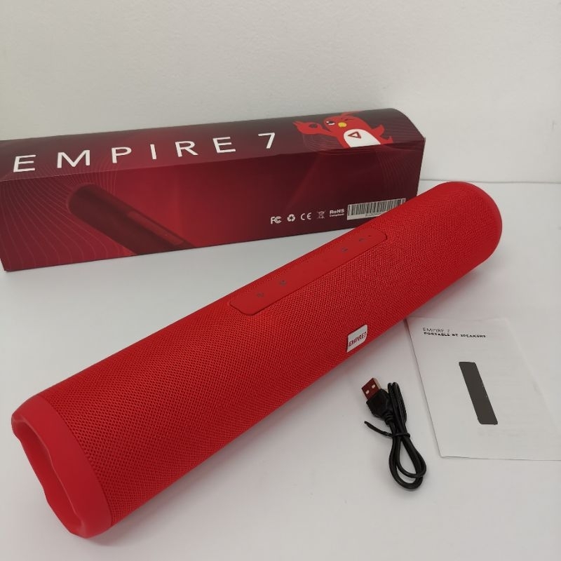 ลำโพงบลูทูธ Empire7 สีแดง สีสวย มือหนึ่ง ส่งไว มีบลูทูธ usb และ aux  น้ำหนักเบา 750g พกพาไปไหนก็สะดว
