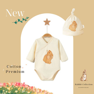 🐇บอดี้สูทเด็กอ่อน *พร้อมหมวกผูก 0-3 เดือน ผ้าCotton 100% Premium เนื้อนิ่ม🐇