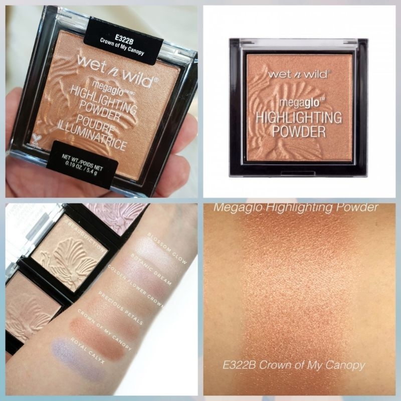 ไฮไลท์ Wet N WildmegagloHIGHLIGHTING POWDER POUDRE ILLUMINATRICEสี #E322B Crown of My Canopy ไฮไลท์มีความออกสีทองๆหน่อย