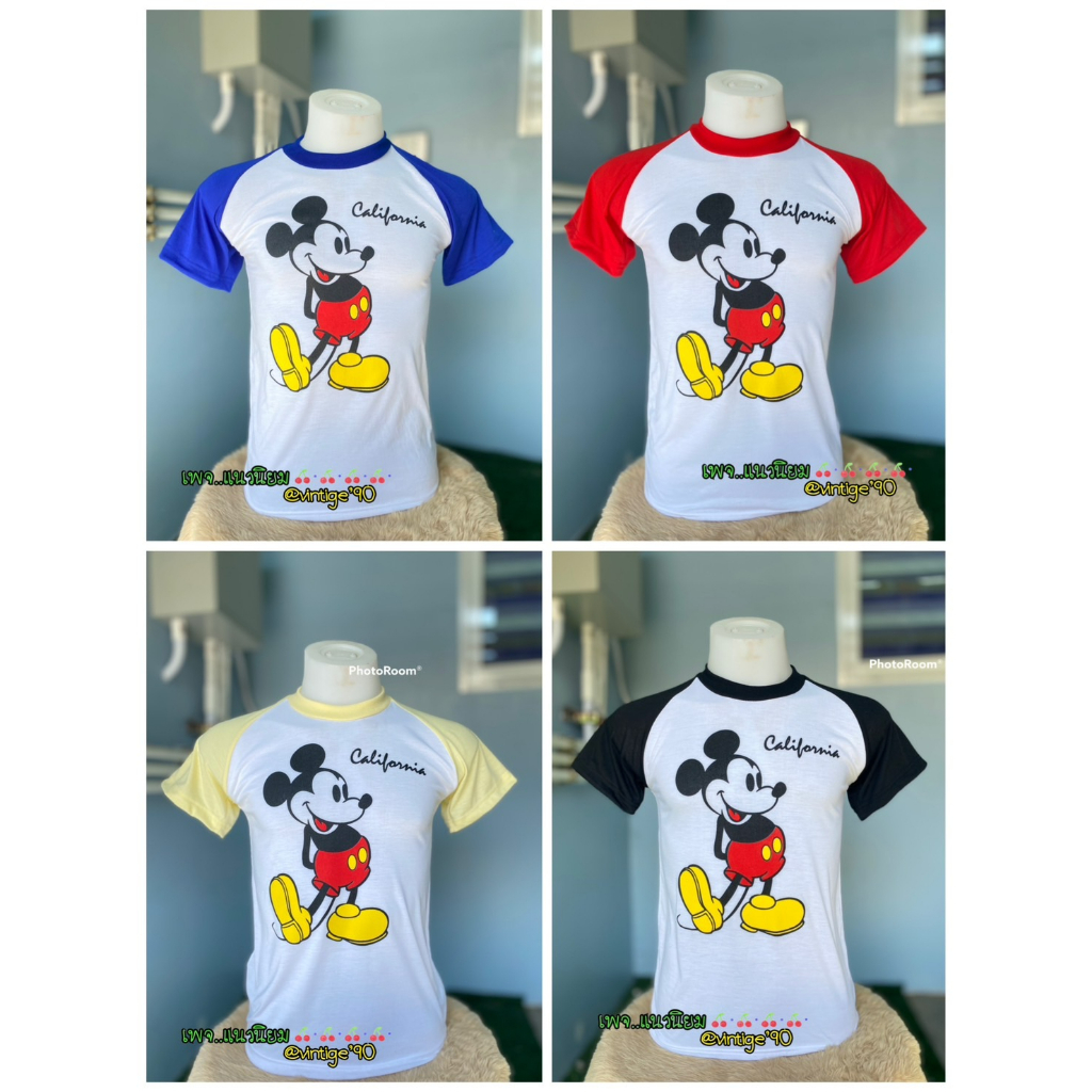 เสื้อยืดผ้าบางวินเทจ/คอกลมฟิต/แขนสโลป/มิค