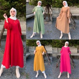 oversize dress cotton linin เดรสทรงโอเวอร์ไซส์ ปลายแขนป่อง เนื้อผ้าคอตต้อนผสมลินิน สวยมีสไตล์ ใส่สบายๆได้ทุกโอกาส