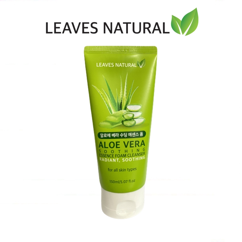 LEAVES NATURAL Aloe Vera Soothing Essence Foam Cleanser ช่วยทำความสะอาดและไม่ทำให้ผิวแห้งตึงหลังใช้
