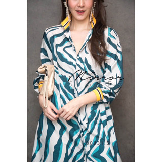 ZimBaBWe ZEBRA DReSS SHiRT•• เดรสเชิ้ตลายม้าลาย ทรงเบสิคแต่เก๋ไก๋ ตั้งใจทำเฉดสีพื้นให้ออกครีมให้ดูละมุน