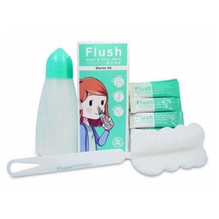 Flush อุปกรณ์ล้างจมูก+ผงเกลือ 14ซอง+แปรงล้างขวด