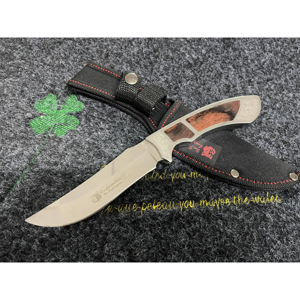 COLUMBIA USE139มีดตรง มีดพกพา ไม่เป็นสนิมง่าย มีความแข็งสูง คม ใช้งานดี สวยงาม HUNTING KNIFE 22CM ใช้สำหรับกลางแจ้ง/ในบ้ ราคา ถูกที่สุด ดีลบีเคเค