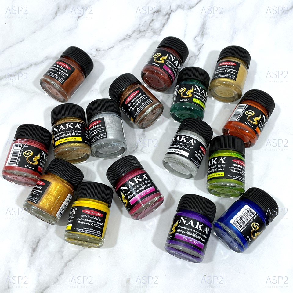 สีมุกอะคริลิค นาคา NAKA 15 มล. มี 20 สี สีนาคา สีอะคริลิค สีใหม่!สีมุกพาสเทล
