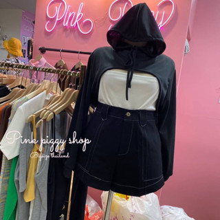 Y2K Crop Hooded 🎧🛋️  ครอปฮูตสาวอวบ