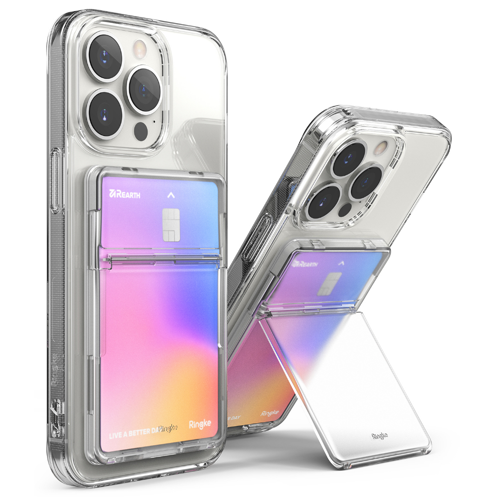 Ringke ขาตั้งช่องใส่การ์ด สําหรับเคสโทรศัพท์มือถือ ที่ใส่การ์ดกาว พร้อมฟังก์ชั่นขาตั้ง