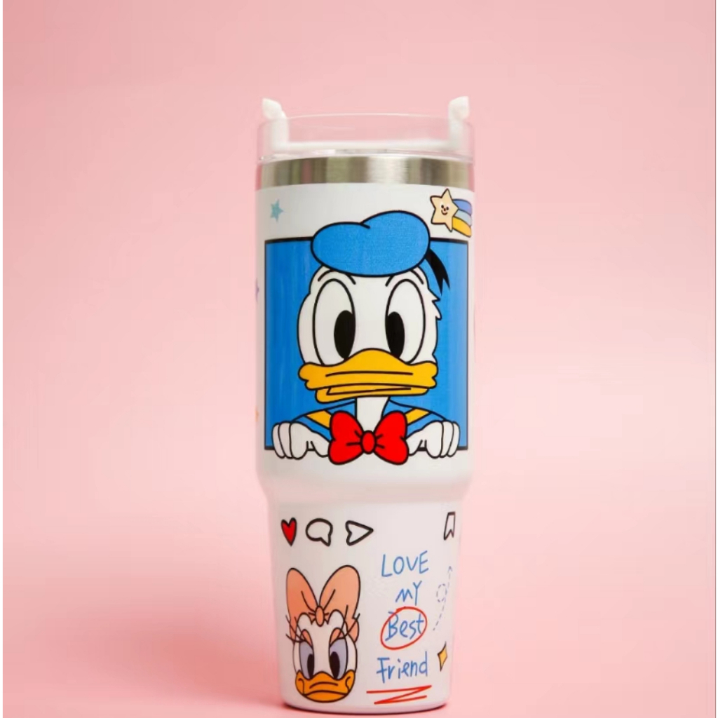 พร้อมส่ง แก้วเก็บอุณหภูมิ แก้วเก็บความเย็นลายการ์ตูน สแตนเลส แก้วน้ำเยติ ขนาด 30 oz พร้อมหลอดในเซ็ต