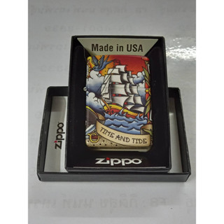 ZIPPO  PREMIUM  49532 NAUTICAL  TATTOO  DESIGN    ลายรอบตัวต่อเนื่อง360 องศา  ของใหม่  มาพร้อมกล่อง ของแท้