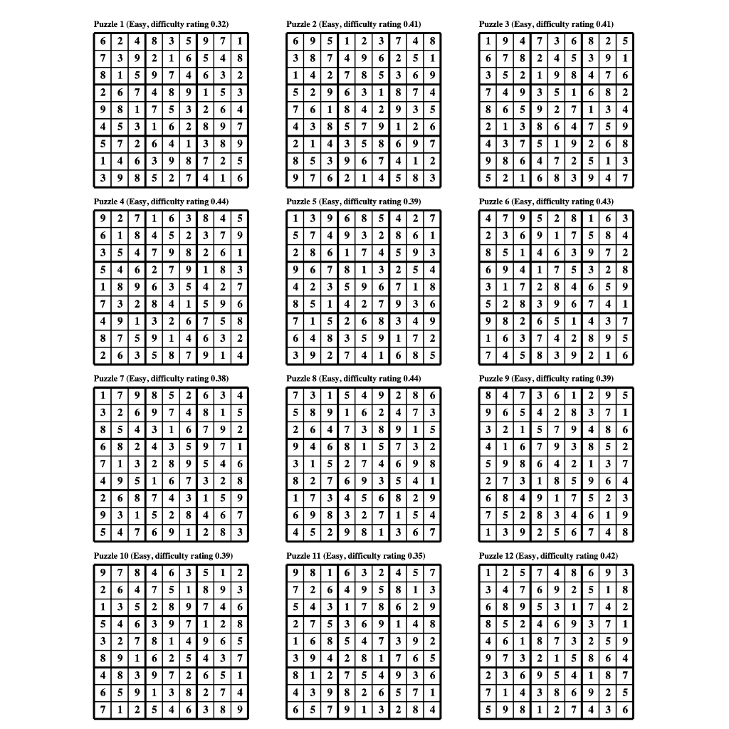 [SRC] sudoku 9x9 (แพ็ค 12/24) เกมซูโดกุ  ป้องกันอัลไซเมอร์