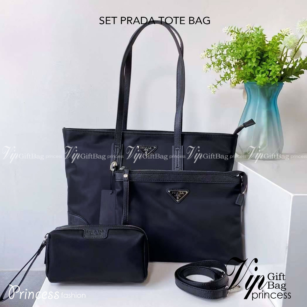 ซื้อ1ได้ถึง3 เซทสุดคุ้ม! SET PRADA TOTE BAG / PRADA SHOPPING BAG กระเป๋าเดินทางขนาดใหญ่ วัสดุ Nylon 