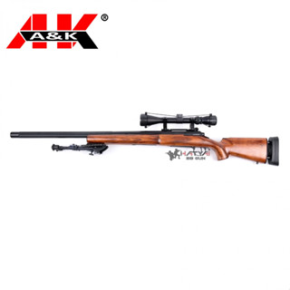 A&amp;K M24 REAL WOOD SPRING RIFLE ระบบสปริง ไม้แท้ แถมลูกบีบี ~ 1,000 นัด เป้ากระดาษ ,ของเล่นบีบีกัน