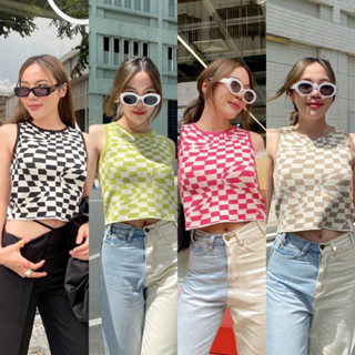 FRANK KNIT CROP | เสื้อแขนกุดลายกราฟฟิก ลายแนวนี้กำลังอินสุดๆ ต้องมีเก็บไว้สักตัวแล้วค่า รุ่นนี้ผ้าทอดับเบิ้ลเนื้อดีมาก