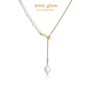 Miniglam Maggie Pearl Drop Gold Chain Necklace สร้อยคอสเตนเลสสตีลสีทองและไข่มุก