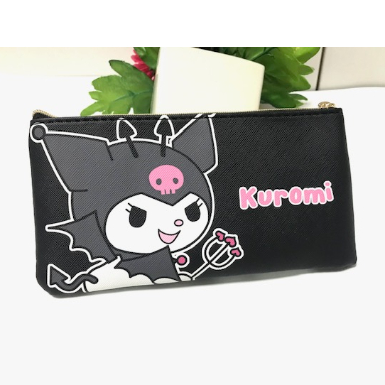 KRM กระเป่า กระเป่า ซองซิป ซองโทรศัพท์ ซองกระเป๋าตังค์ ลาย KUROMI B B ขนาด 19 x 9.5 CM ผลิตจาก หนัง 