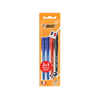 ถูกที่สุด พร้อมส่ง ปากกาลูกลื่น BIC cristal clic หัวปากกา 0.8 มม. ซื้อ 3 แถม 1 (หมึกน้ำเงิน 2 / เเดง 1 / ดำ 1)