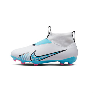 รองเท้าฟุตบอลเด็กไนกี้ของเเท้ NIKE JR ZOOM MERCURIAL SUPERFLY 9 ACADEMY FG/MG - WHITE/BALTIC BLUE PINK BLAST