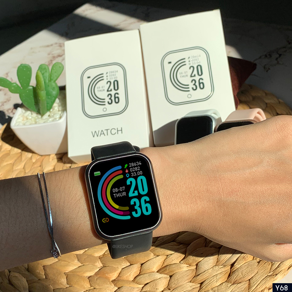 Y68 Smart Watch นาฬืกาข้อมือ นาฬิกาสมาร์ทวอทช์ นาฬิกาอัจฉริยะเพื่อสุขภาพ นับก้าวเดิน วัดเต้นหัวใจ พร้อมส่ง ประกันสินค้า