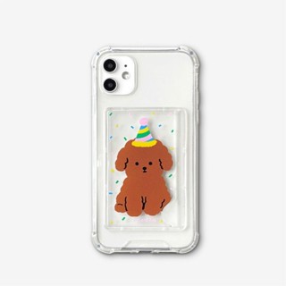 พร้อมส่ง!! Mill &amp; Moi 🐶🐶 iPhone  14Pro/14 Pro Max - Cone Hat Poodle Party Card Hard Case🐶🐶