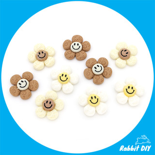 เรซิ่น ดอกไม้ 5 กลีบ Smiley  สีทูโทน - เอิร์ธโทน (แพ็กรวม 12 ชิ้น)