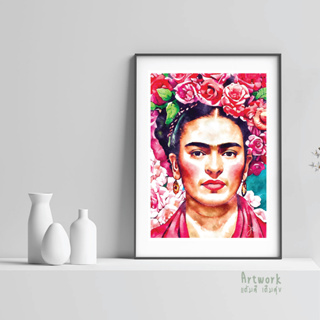 ภาพวาด ไอดอล ID W003 Frida Khalo ภาพวาดสีน้ำ จากiPad โปรแกรม PROCREATE งานปริ้นท์เลเซอร์