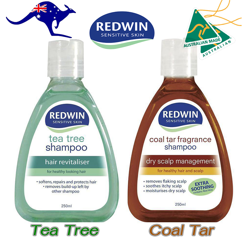 Redwin Tea Tree Shampoo 250ml, Redwin Coal Tar Shampoo 250ml แชมพูขจัดรังแค 2สูตร กลิ่นหอมมาก