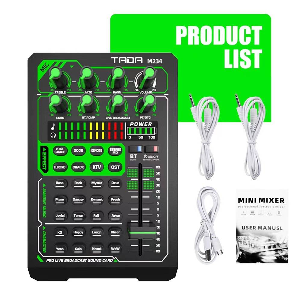 มินิมิกเซอร์ เอ็ฟเฟ็ค ดิจิตอล TADA M-234 Microphone External Bluetooth Podcast Sound Card with 20 So