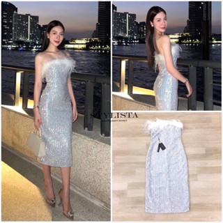 dress วิ้งๆๆสุดหรู ขนนกฟรุ้งๆป้ายstylista(พร้อมส่ง📮)