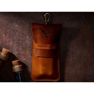 Phoenix RPG Double Potion Bag | Large Dice Bag | Tan Leather Bag With Dice Potion Flask Set | Dice | RPG |