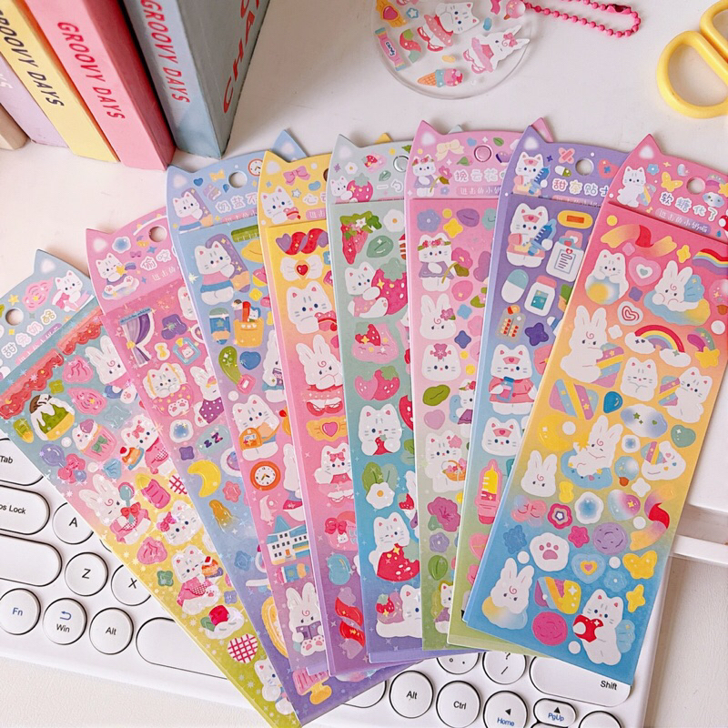 สติกเกอร์ไดคัท sticker ลายน้องหมี ติดกระเป๋าเดินทาง ติดแน่น ใช้ตกแต่งได้น่ารัก