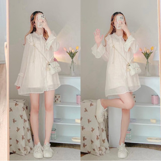 RIKA🧁น้อง Kurimu 🥞 เดรสสีครีมแขนยาว