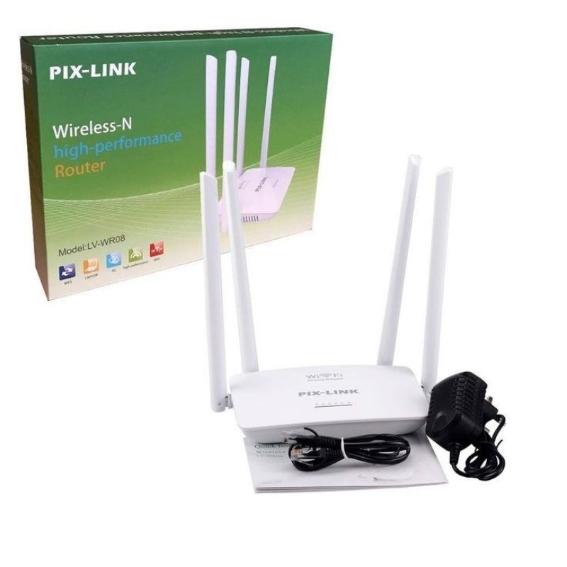 300Mbps Wireless Router Pix-link WR-08 เราเตอร์ 4เสา ตัวขยายสัญญาณ ครอบคลุม300㎡ ตัวกระจายไวไฟ