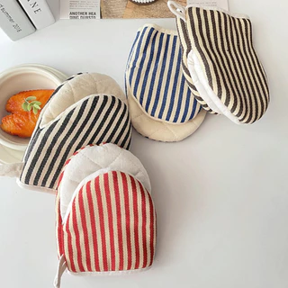 พร้อมส่ง ถุงมือไมโครเวฟ กันความร้อน ผ้าคอตตอน ลายทาง ถุงมือจับของร้อน สำหรับเตาอบและห้องครัว