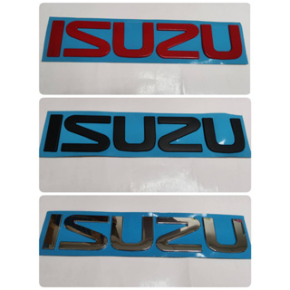 พลาสติกชุบโครเมี่ยม คำว่า ISUZU EURO2 ติดหน้ารถ 6 ล้อ ขนาด 8x41 ซม. สีแดง สีเงิน สีดำ ติดรถ แต่งรถ อีซูซุ