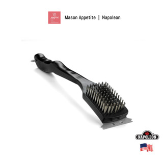 62118 Napoleon Wood Grill Brush with Stainless Steel Bristles 18"  แปรงสเตนเลส/ที่ขูดเหล็กด้ามไม้ดำ นโปเลียน