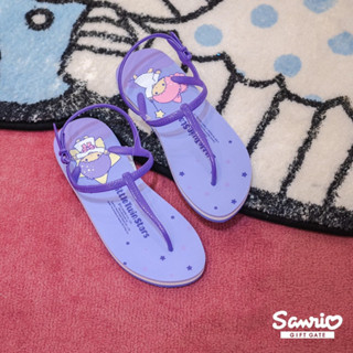 SANRIO แท้💓รองเท้าแตะหนีบรัดส้น Little Twin Stars 💓รองเท้าใส่เดินนอกบ้าน 💓รองเท้าสวยๆ รองเท้าสีม่วง Little Twin Stars 💓