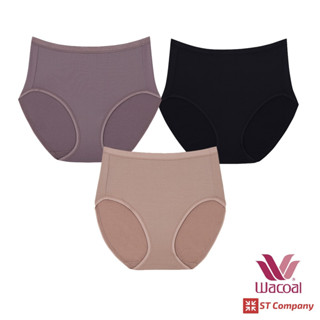 กางเกงใน Wacoal Panty ทรงเต็มตัว ขอบเรียบ (3 ชิ้น ดำ เบจ น้ำตาล) WU4M30 วาโก้ กางเกงในวาโก้ เต็มตัว กางเกงในผู้หญิง