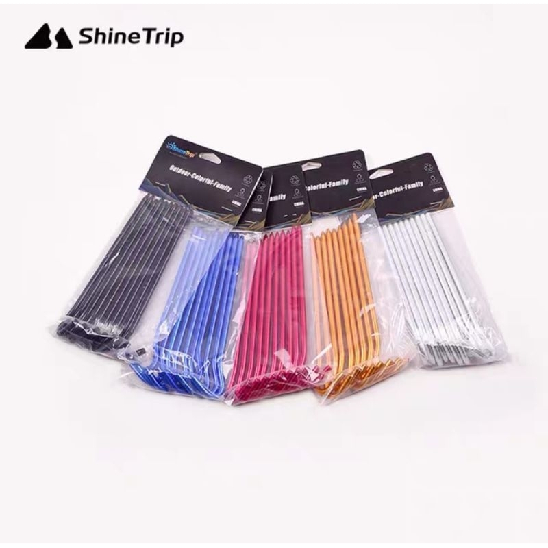 Shine Trip​ สมอ​บก​อลูมิเนียม​อัลลอย​ สำหรับ​กาง​เต็นท์​ ยาว18cm. หนา 6mm. (1pcs./ มี10ชิ้น)​