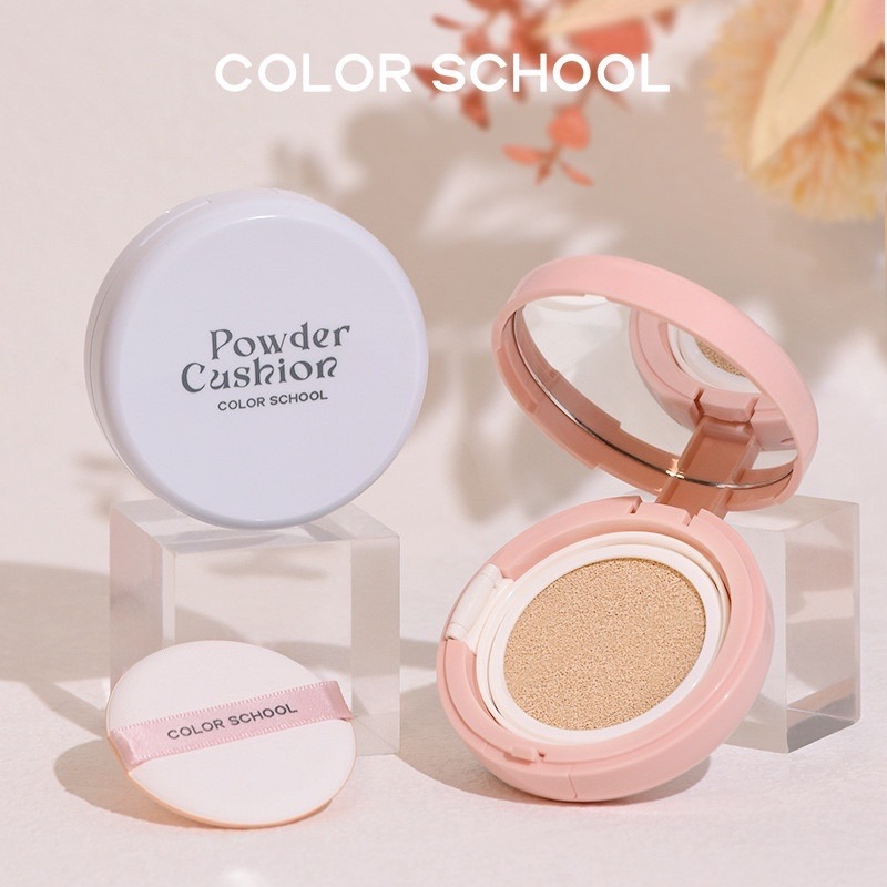 N263 COLOR SCHOOL คุชชั่นมัธยม รุ่นหน้าฉ่ำวาว ติดทน ให้ความชุ่มชื้น ป้องกันเหงื่อ ปกปิด คุมมัน กันน้ำ
