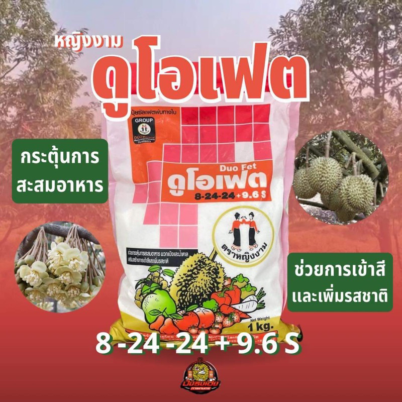 ดูโอเฟต 8-24-24+9.6S ตราหญิงงาม ขนาด 1 กิโลกรัม